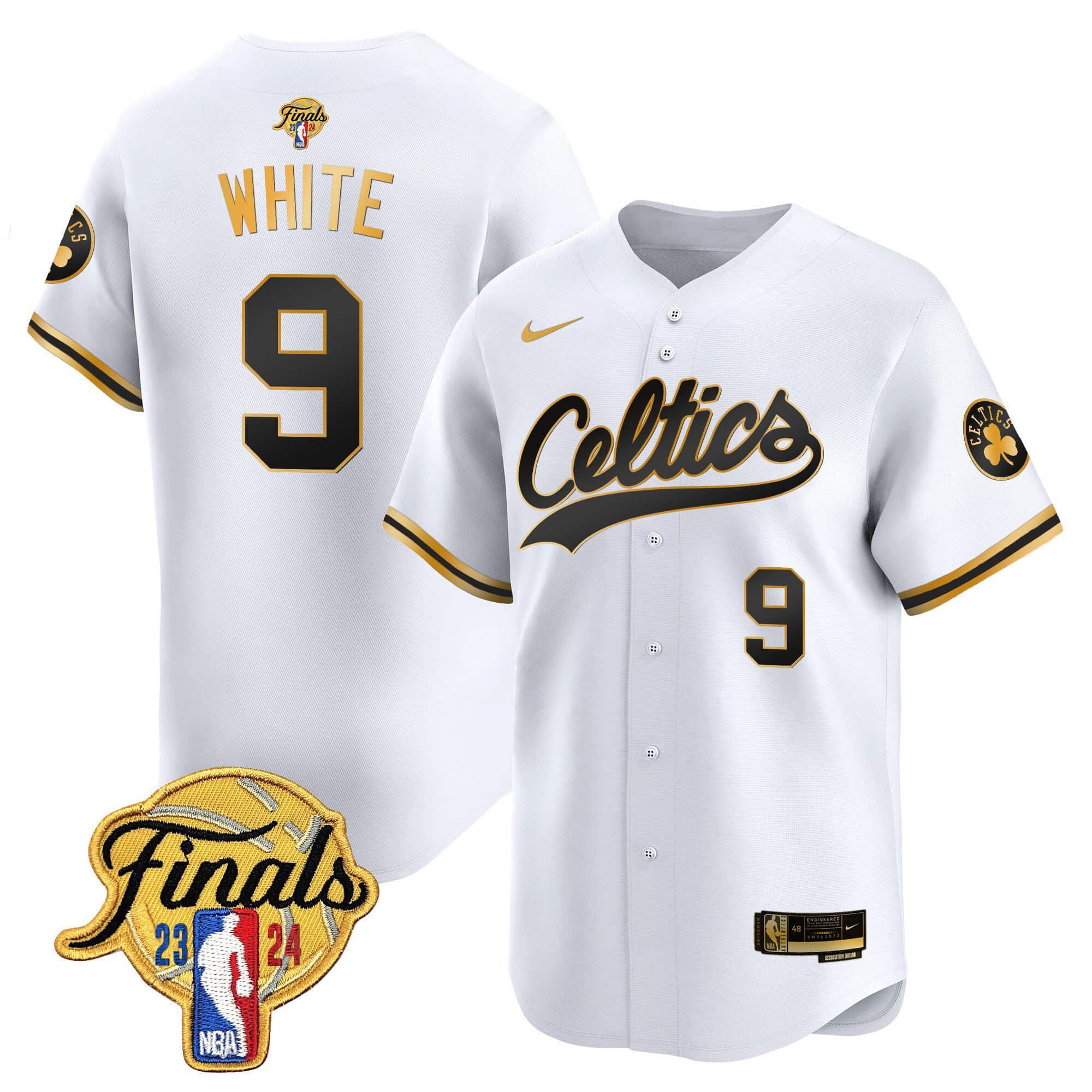 Men Boston Celtics #9 White White 2024 Nike Finals Patch Baseball NBA Jersey->customized nba jersey->Custom Jersey